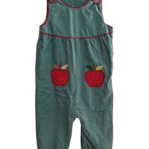 Baby Boden Playful Green and Red Overalls